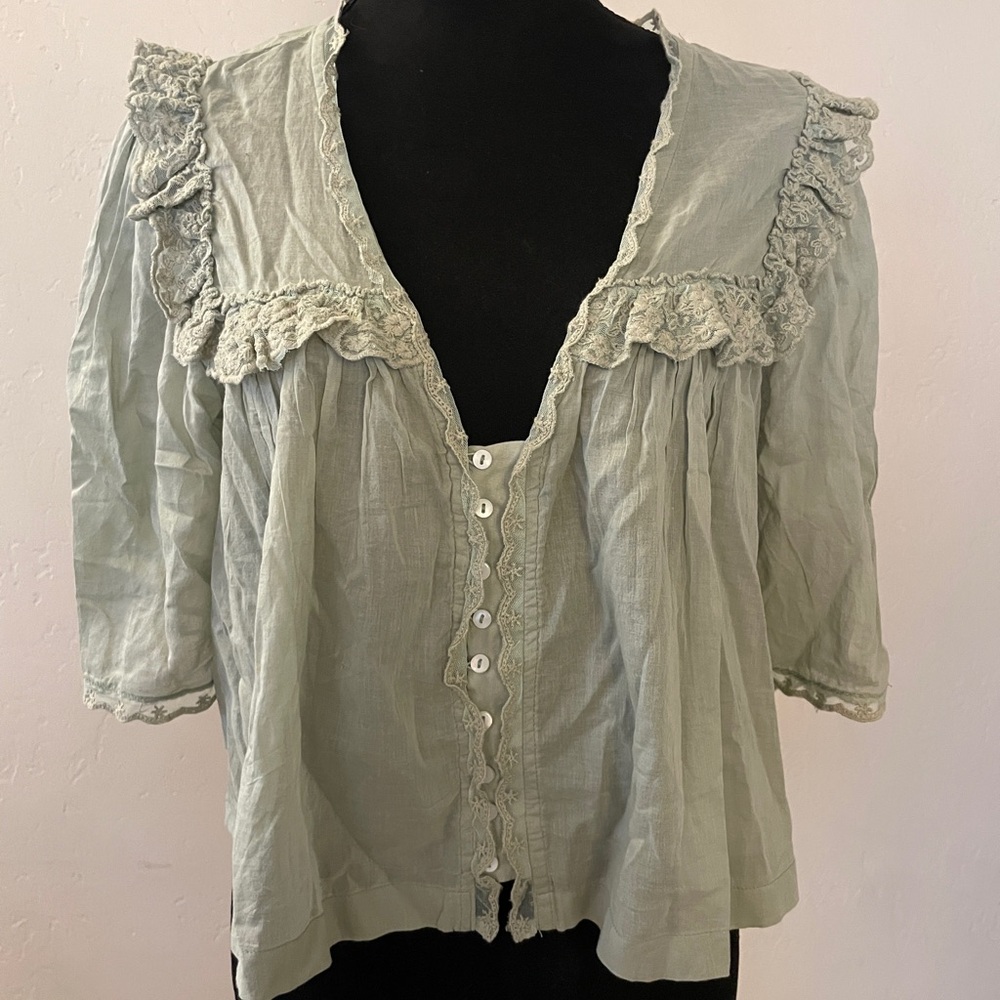 Free People Luna Ruffle Semisheer Cttn Blend Women's Woven Top